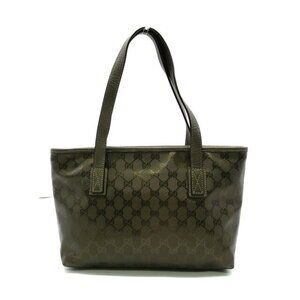 Gucci metallic Green khaki bag tote canvas